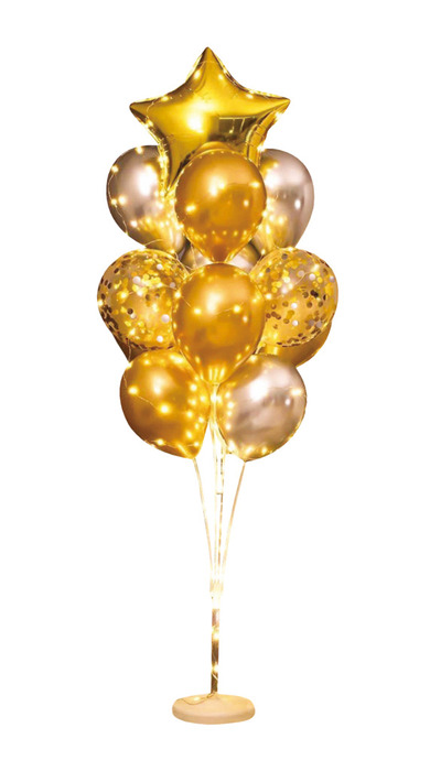 Ballonbuket m/LED - guld
